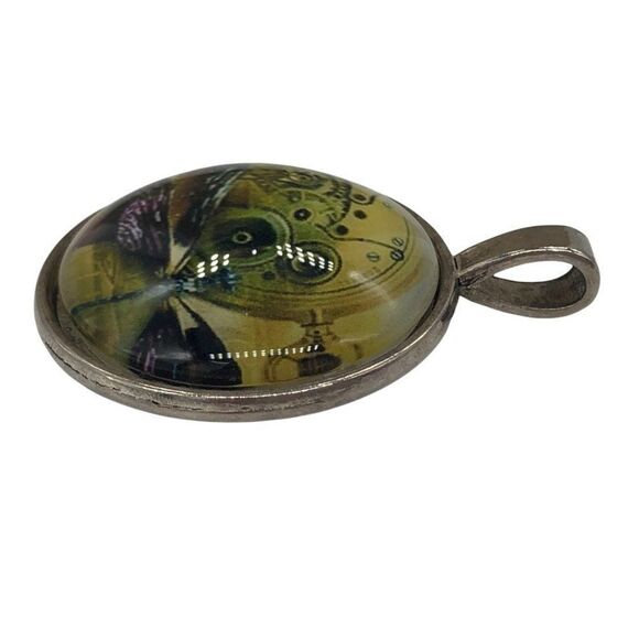 Steam Punk Dragonfly Watch Motif Pendant Glass Dog-tag Bag Charm - Picture 10 of 10